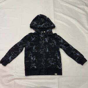 3/$30 Gap Kids Boys XS 4-5 Black Blue Skeleton Skateboarding Full Zip Sweatshirt